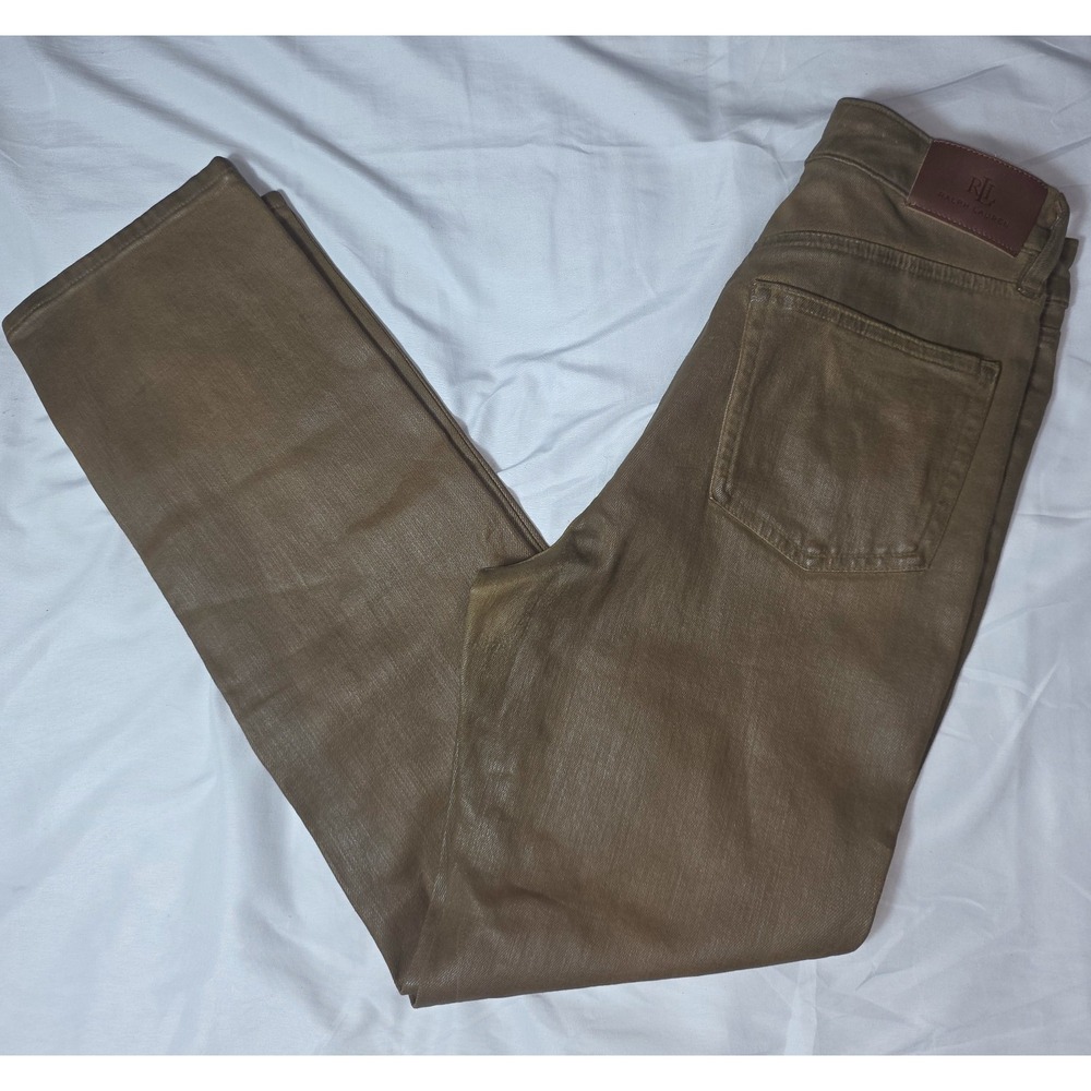 Lauren Ralph Lauren Brown Waxed Slim Fit Jeans Women's Size 4 NWOT